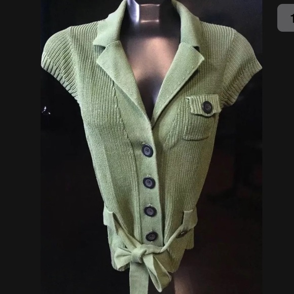 Anne Klein Sweaters - Anne Klein Short Sleeve Green Cardigan Sweater